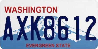 WA license plate AXK8612