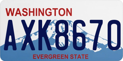 WA license plate AXK8670