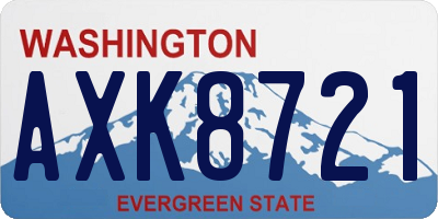 WA license plate AXK8721