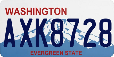 WA license plate AXK8728