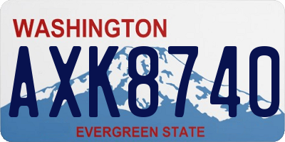WA license plate AXK8740