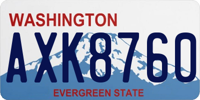 WA license plate AXK8760