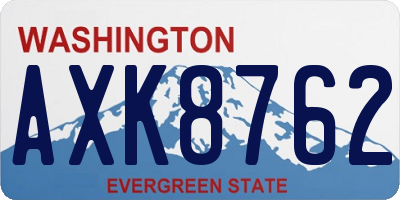 WA license plate AXK8762