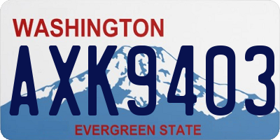 WA license plate AXK9403