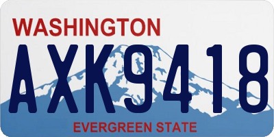 WA license plate AXK9418