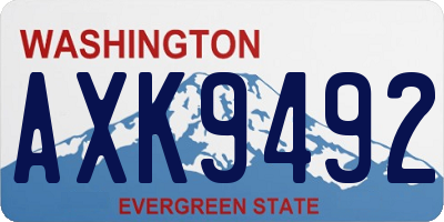 WA license plate AXK9492