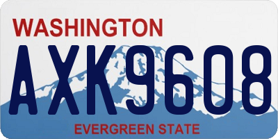 WA license plate AXK9608