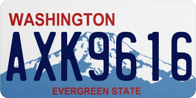 WA license plate AXK9616