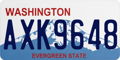 WA license plate AXK9648
