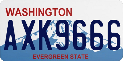 WA license plate AXK9666