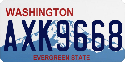 WA license plate AXK9668