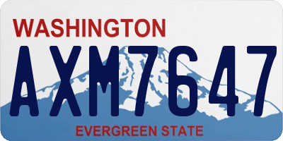 WA license plate AXM7647