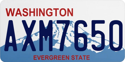 WA license plate AXM7650