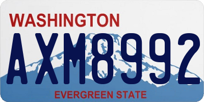 WA license plate AXM8992