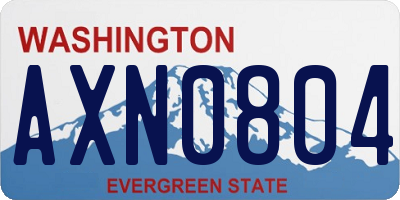 WA license plate AXN0804