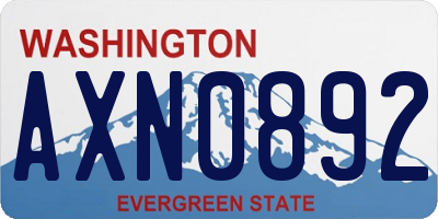 WA license plate AXN0892