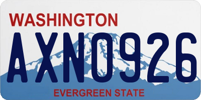 WA license plate AXN0926