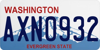 WA license plate AXN0932