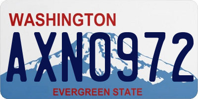 WA license plate AXN0972