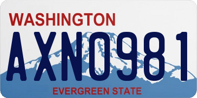 WA license plate AXN0981