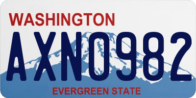 WA license plate AXN0982