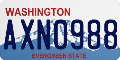 WA license plate AXN0988