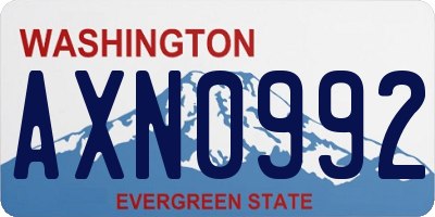 WA license plate AXN0992