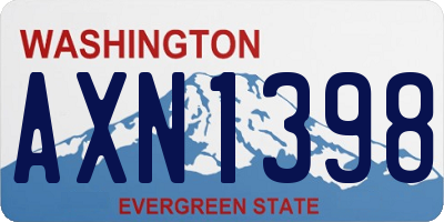 WA license plate AXN1398