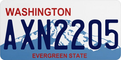 WA license plate AXN2205