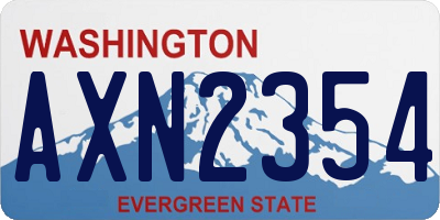 WA license plate AXN2354