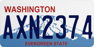 WA license plate AXN2374