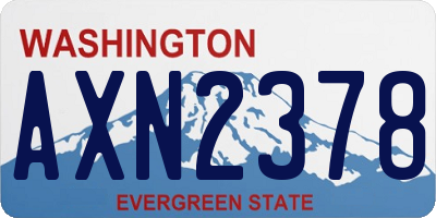 WA license plate AXN2378
