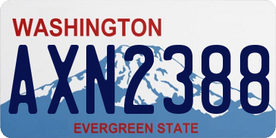 WA license plate AXN2388