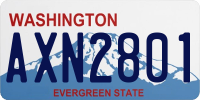 WA license plate AXN2801