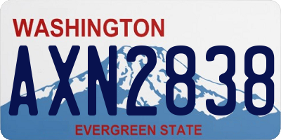 WA license plate AXN2838