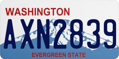 WA license plate AXN2839