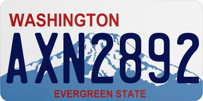 WA license plate AXN2892