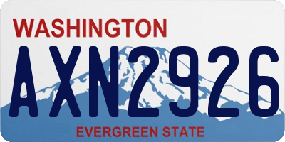 WA license plate AXN2926