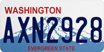 WA license plate AXN2928