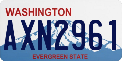 WA license plate AXN2961