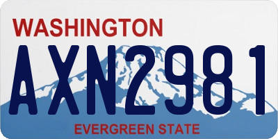WA license plate AXN2981