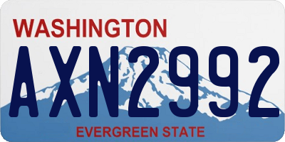 WA license plate AXN2992