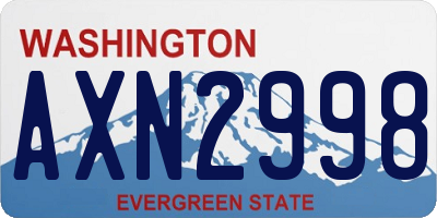 WA license plate AXN2998