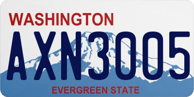 WA license plate AXN3005
