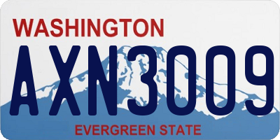 WA license plate AXN3009