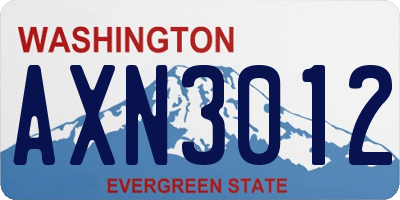 WA license plate AXN3012