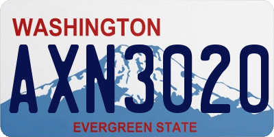 WA license plate AXN3020