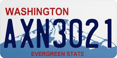 WA license plate AXN3021