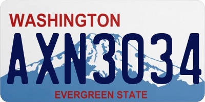 WA license plate AXN3034