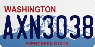 WA license plate AXN3038
